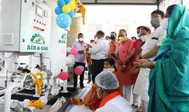 देवास के एम जी अस्पताल मे ऑक्सीजन प्लांट शुरू एक मिनट मे बनेगी 500 लीटर ऑक्सीजन