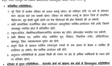 शिवपुरी शिव की नगरी 14 जून से  होगी पूरी अनलॉक कलेक्टर ने जारी किया आदेश