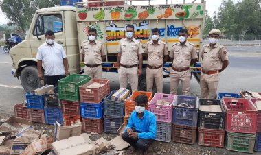 बिछीवाड़ा पुलिस ने सब्जियों के कैरेट की आड़ में गुजरात तस्करी के लिए जा रही अवैध शराब को किया जब्त,एक  किया गिरफ्तार