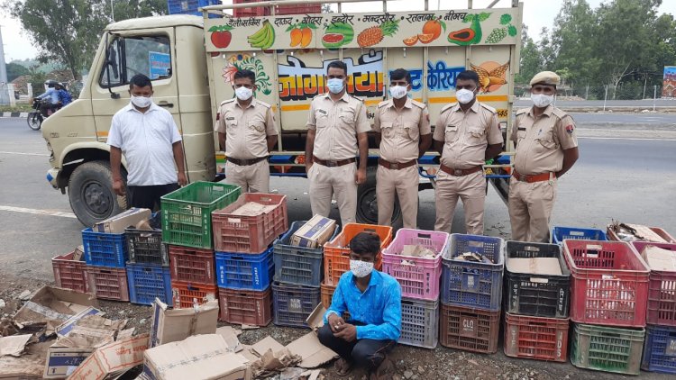 बिछीवाड़ा पुलिस ने सब्जियों के कैरेट की आड़ में गुजरात तस्करी के लिए जा रही अवैध शराब को किया जब्त,एक  किया गिरफ्तार