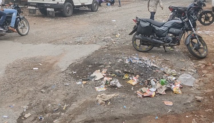 चिखली उपखण्ड क्षेत्र के कुँआ गाव मे उड़ रहा हे स्वच्छता का मखौल बस स्टेशन पर गंदगी के ढेर। 