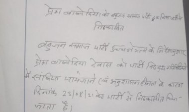 बसपा जिला अध्यक्ष ने प्रेम बालोदिया को किया पार्टी से निष्कासित