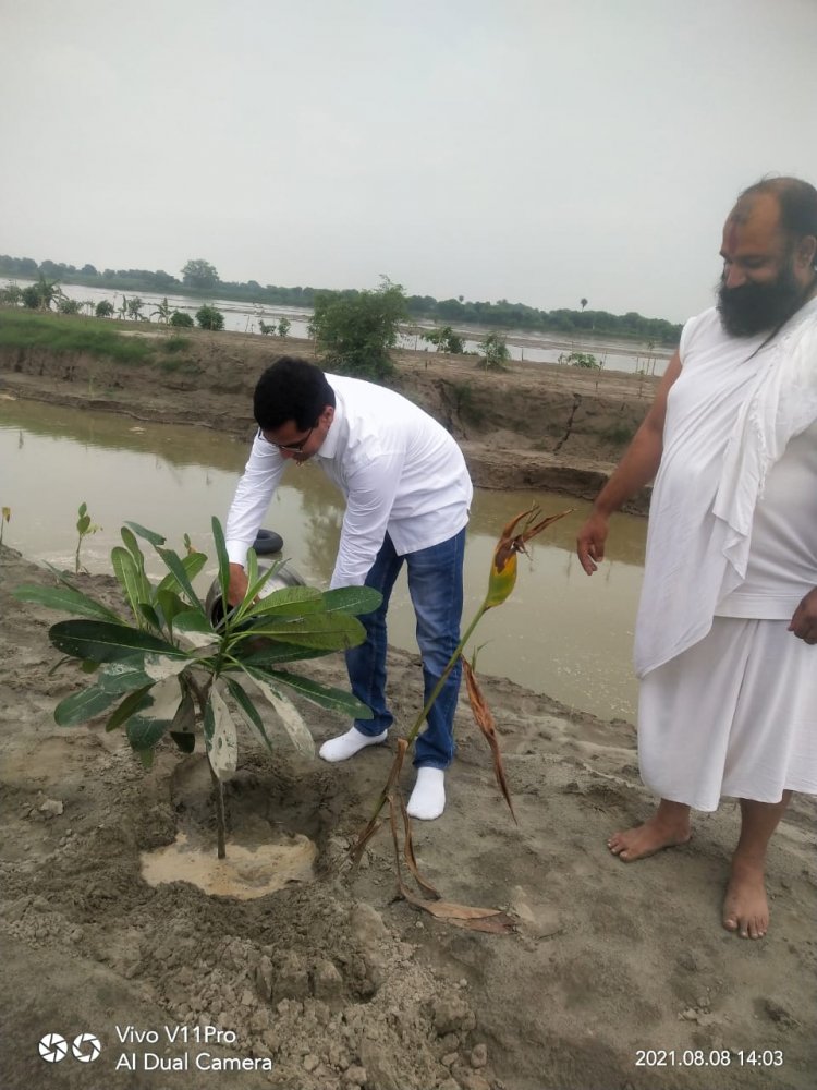 समाजसेवी प्रदीप बंसल अलवर सरस् डेयरी के चेयरमैन बन्ना राम मीणा पर्यावरण संरक्षण और वक्षारोपण किया
