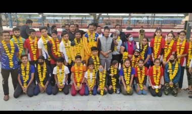 राष्ट्रीय जंप रोप प्रतियोगिता के लिए मध्य प्रदेश टीम उदयपुर रवाना