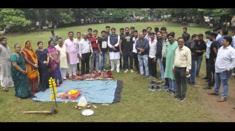 ब्रह्माणी युवा क्लब ने किया नौ दिवसीय भगवती आराधना के लिए भूमिपूजन