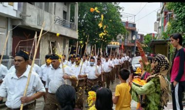 बालगढ़ बस्ती में  निकला पथ संचलन