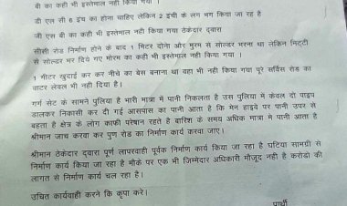 सर्विस रोड़ निर्माण में किया जा रहा घटिया सामग्री का उपयोग, कलेक्टर से की शिकायत