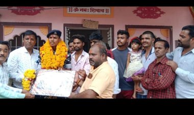 सीआरपीएफ की ट्रेनिंग पूरी कर घर लौटे युवक का किया स्वागत