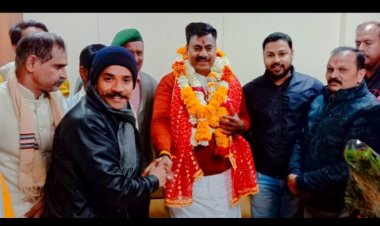 विधायक रामेश्वर शर्मा का नगर आगमन पर किया स्वागत