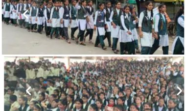 स्कूल के विद्यार्थियों ने नगर में निकाली यात्रा; गार्ड ऑफ ऑनर देना भूले अफसर