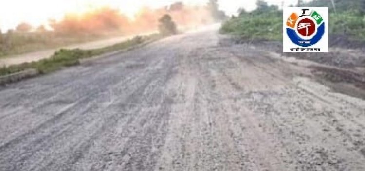 नेशनल हाइवे- 39 के मरम्मत में लीपापोती, डस्ट व गिट्टी बारिश में बही